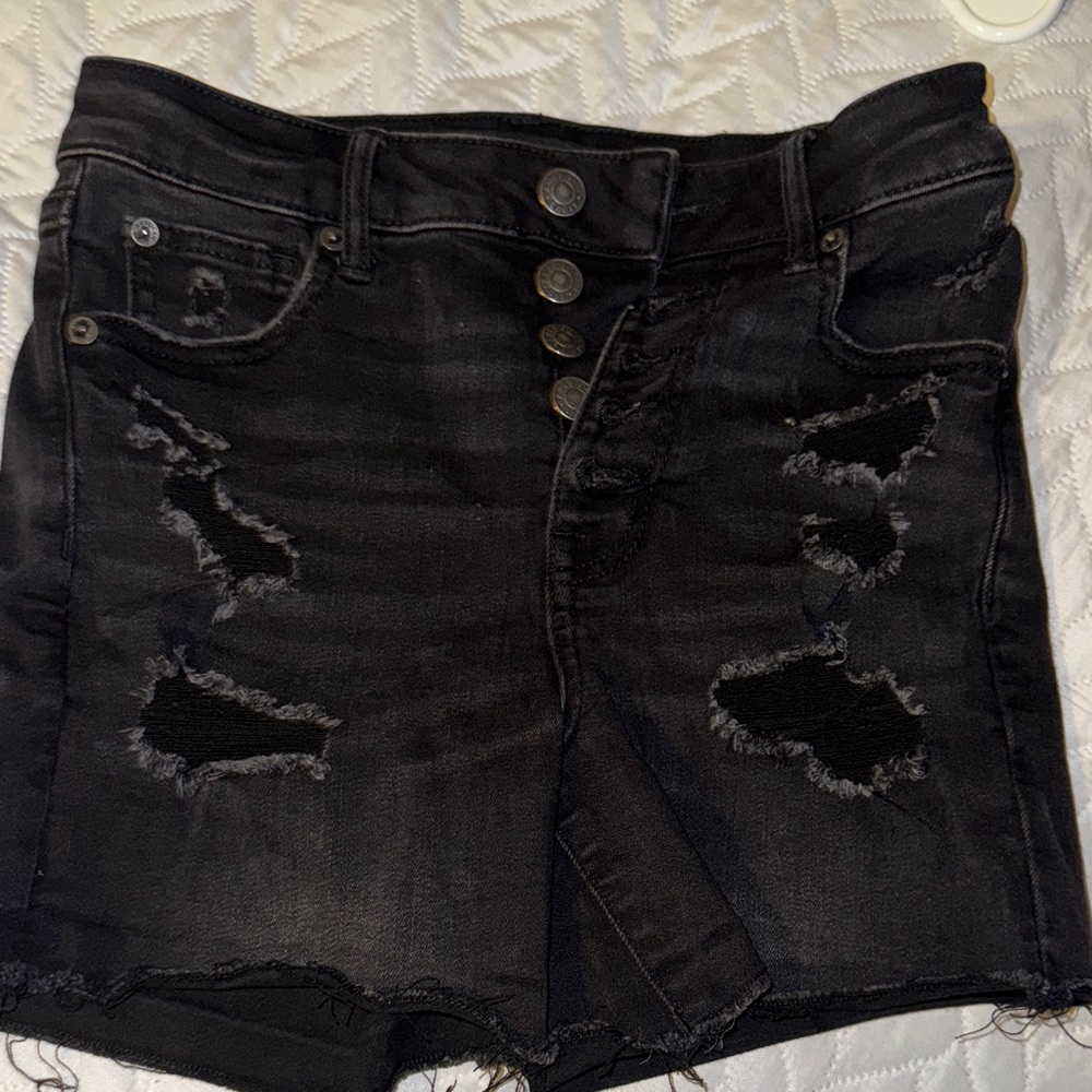 American Eagle Outfitters Black Distressed Jean Shorts